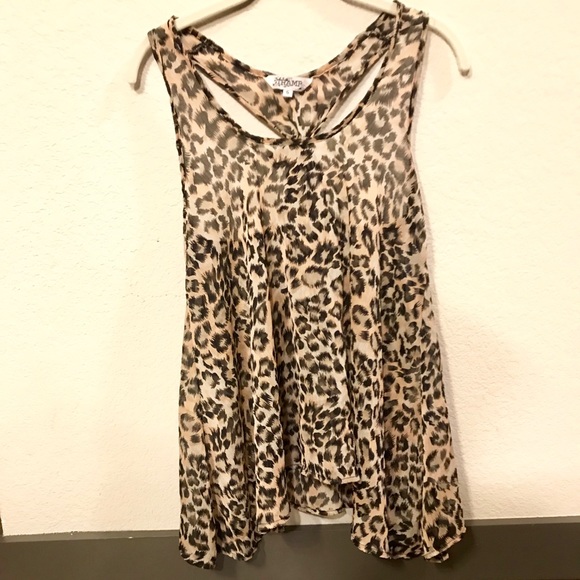 Tramp Tops - Sheer leopard/ cheetah racerback tie tank, small